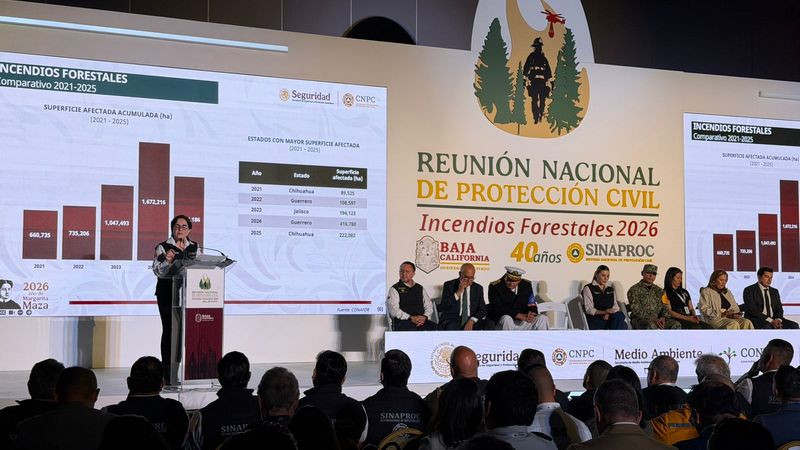 Inauguran la Reunión Nacional de Protección Civil contra Incendios Forestales en Baja California.